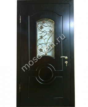 Дверь МДФ с натуральным шпоном с ковкой в виде листьев - купить от производителя Мосдвери Дверь МДФ с натуральным шпоном с ковкой в виде листьев